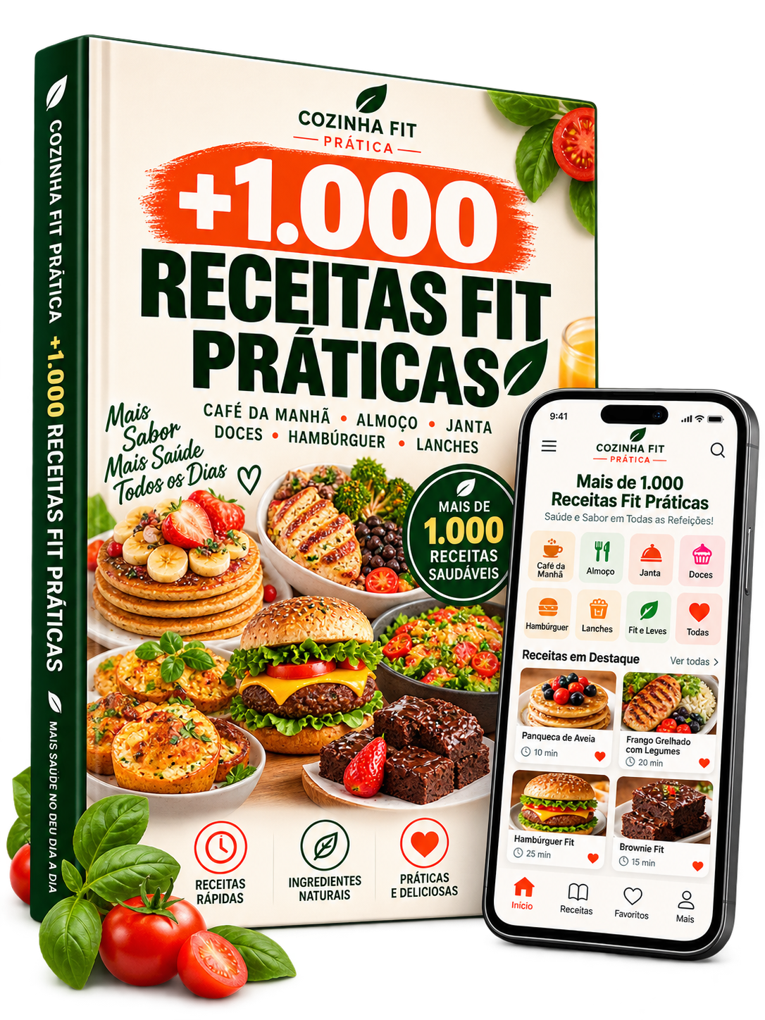 Mockup Cozinha Fit Prática com mais de mil receitas